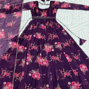 Western Gowns - Poly Georgette Embroidered